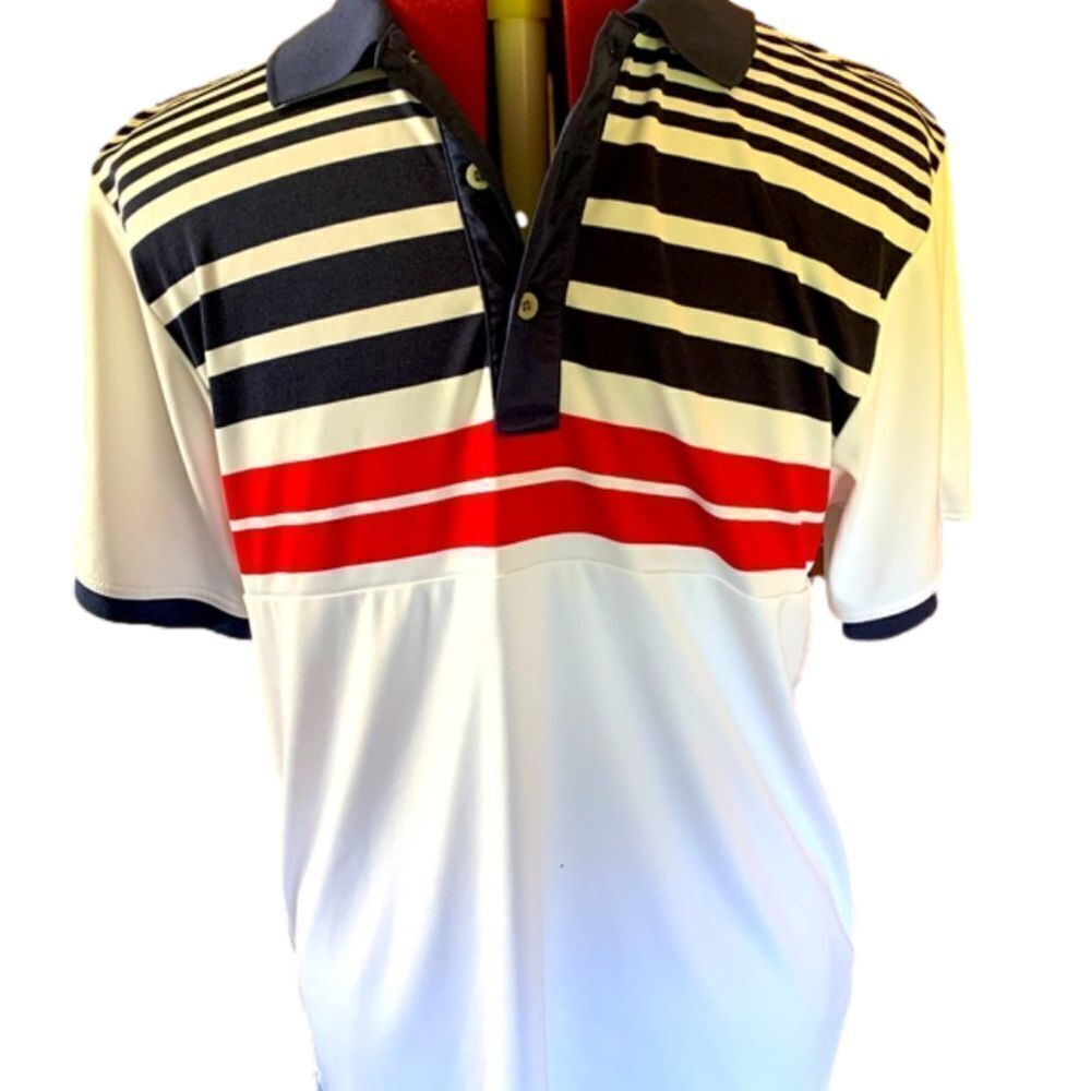 PGA men’s golf shirt, red, white & blue size M